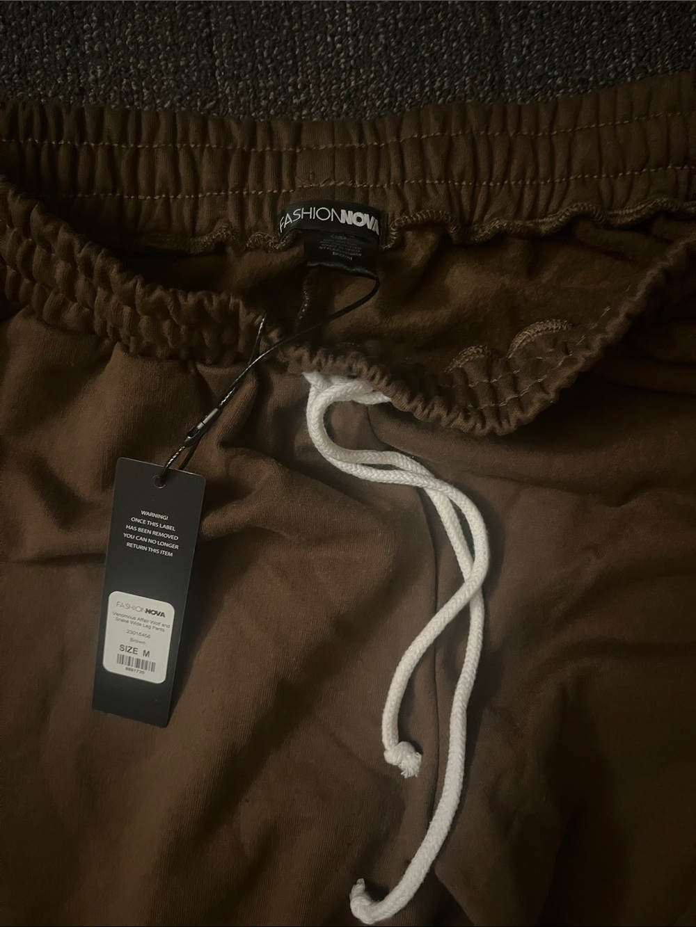 Fashion Nova Brown Jogger Pants with White Drawstring